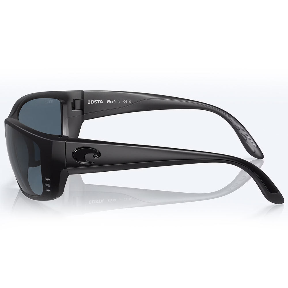 Costa-Del-Mar-Fisch-580G-Polarisationsbrille-Blackout-Gray-Seitansicht-Logo-Links