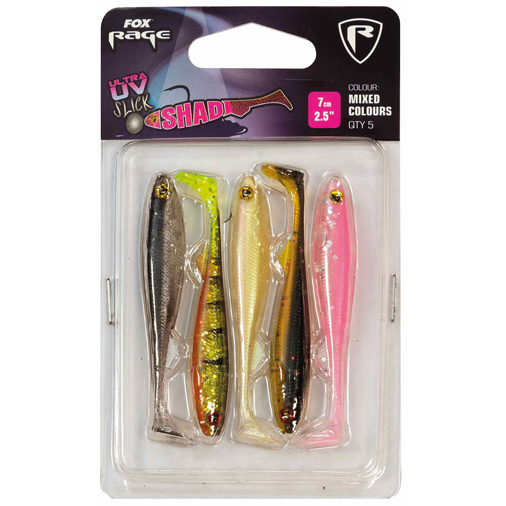Fox Rage Slick Shad UV Mixed Colour Pack 7 cm Mix 1