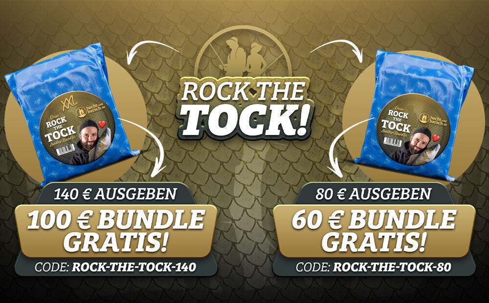 Hol dir dein Hecht&Barsch Rock the Tock Bundle, vollgepackt mit einer tollen Auswahl an fängigen Zanderködern.