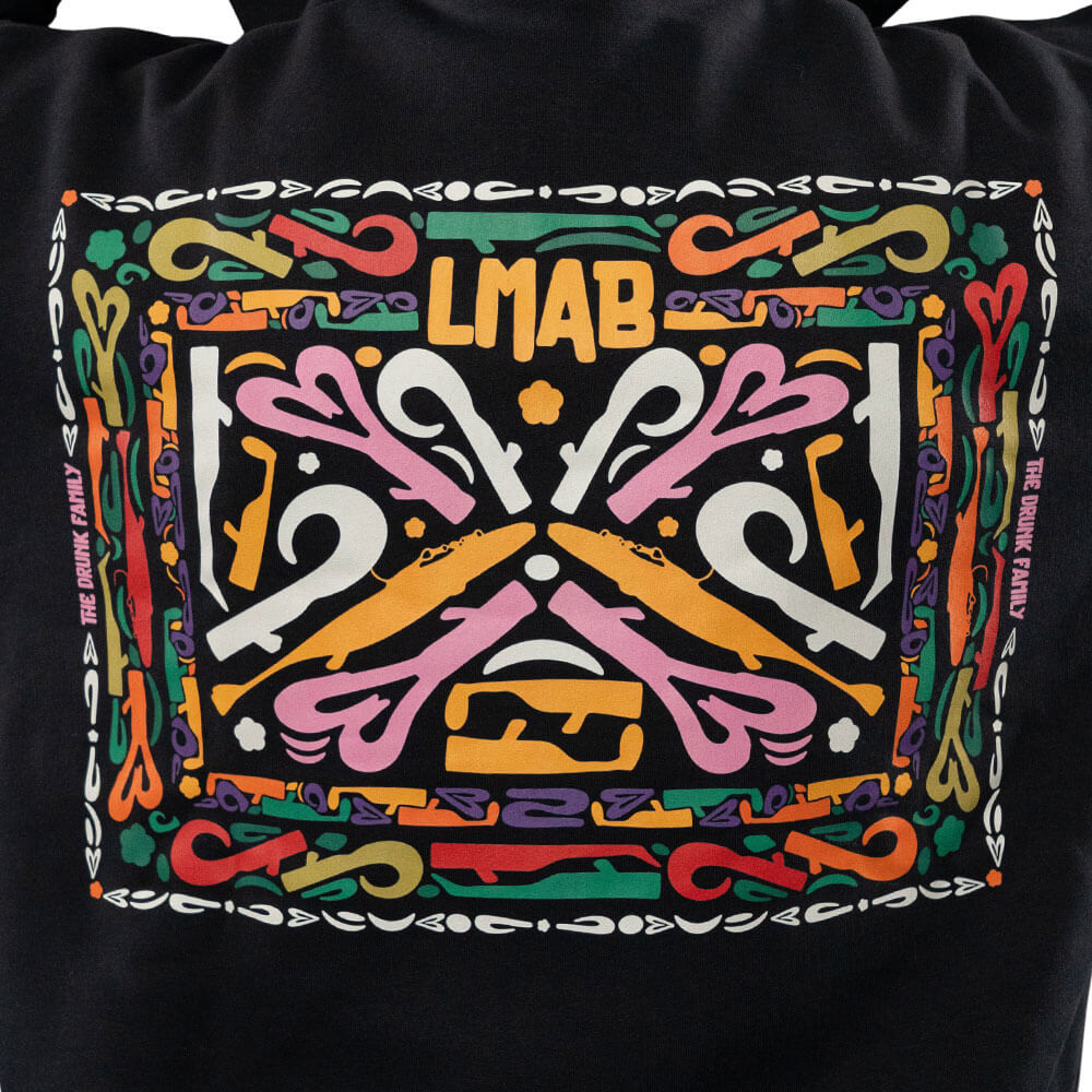 LMAB Drunk Family Hoodie Black Rücken Close Up