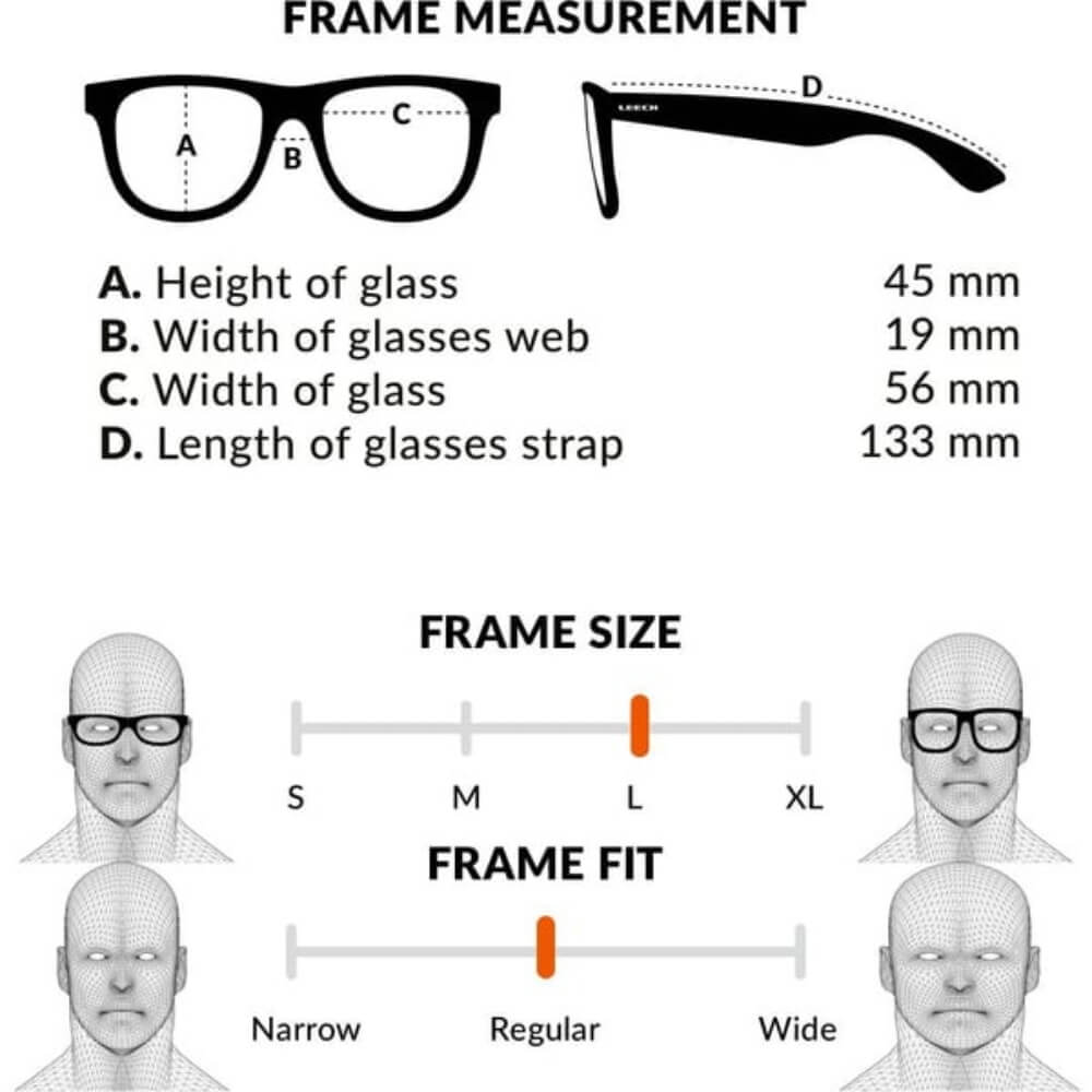 Leech X1 Frame Measrement / Size Guide / Größentabelle
