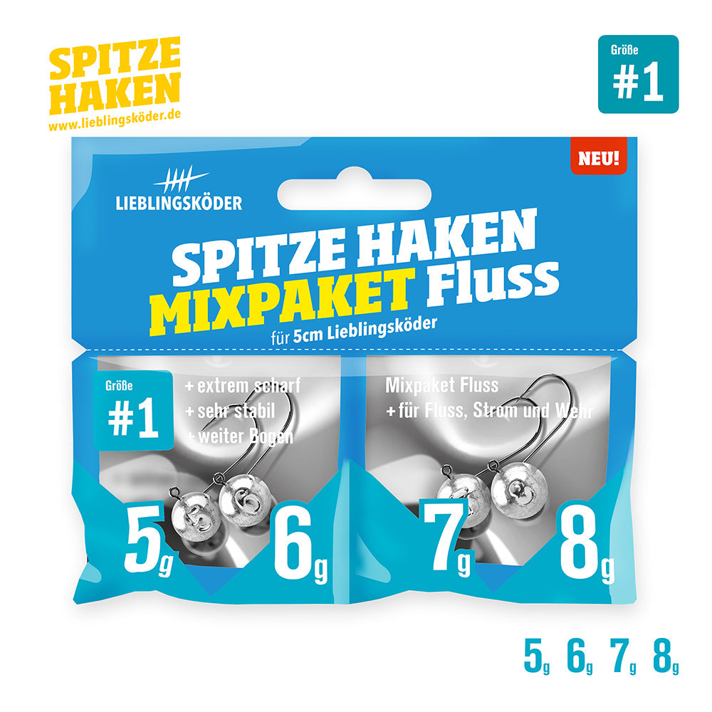 Lieblingskoeder Spitze Haken Mixpaket 1 Fluss 5g, 6g, 7g, 8g