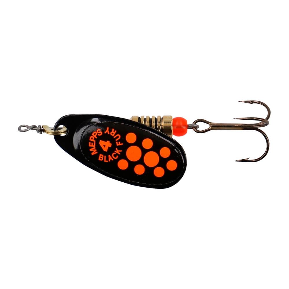 Daiwa Mepps Black Fury Orange Dots