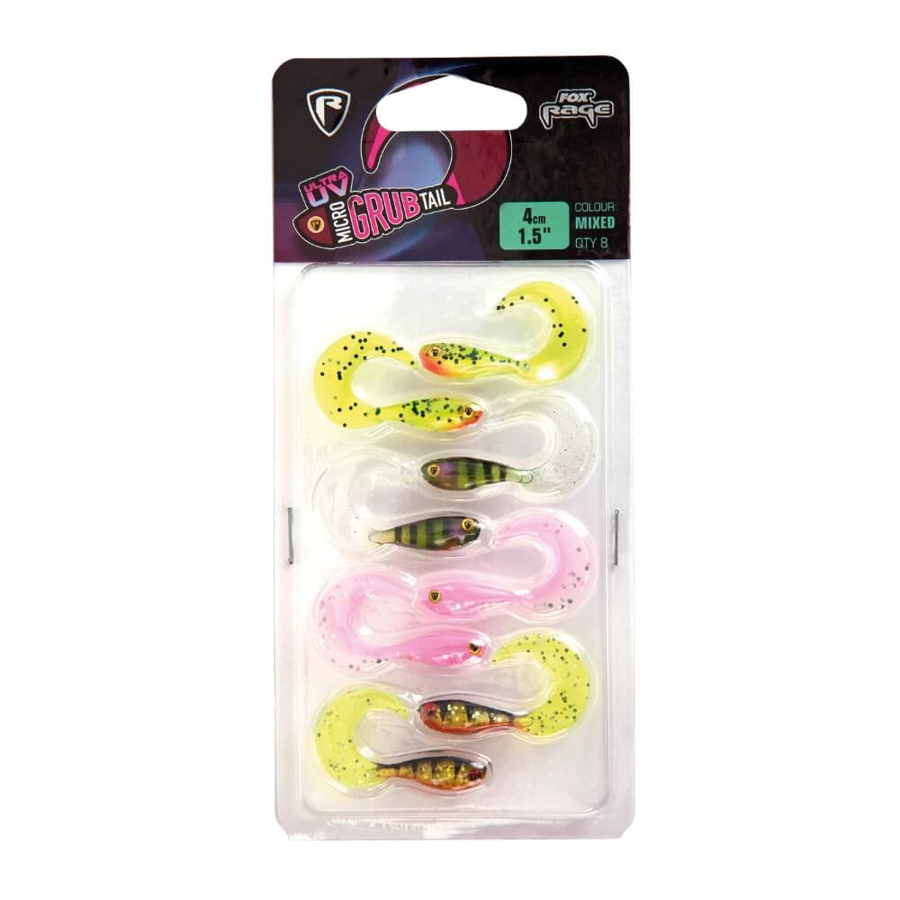 Fox Rage Micro Grub Tail UV Mixed Colour Pack / 4 cm bei HechtundBarsch.ch