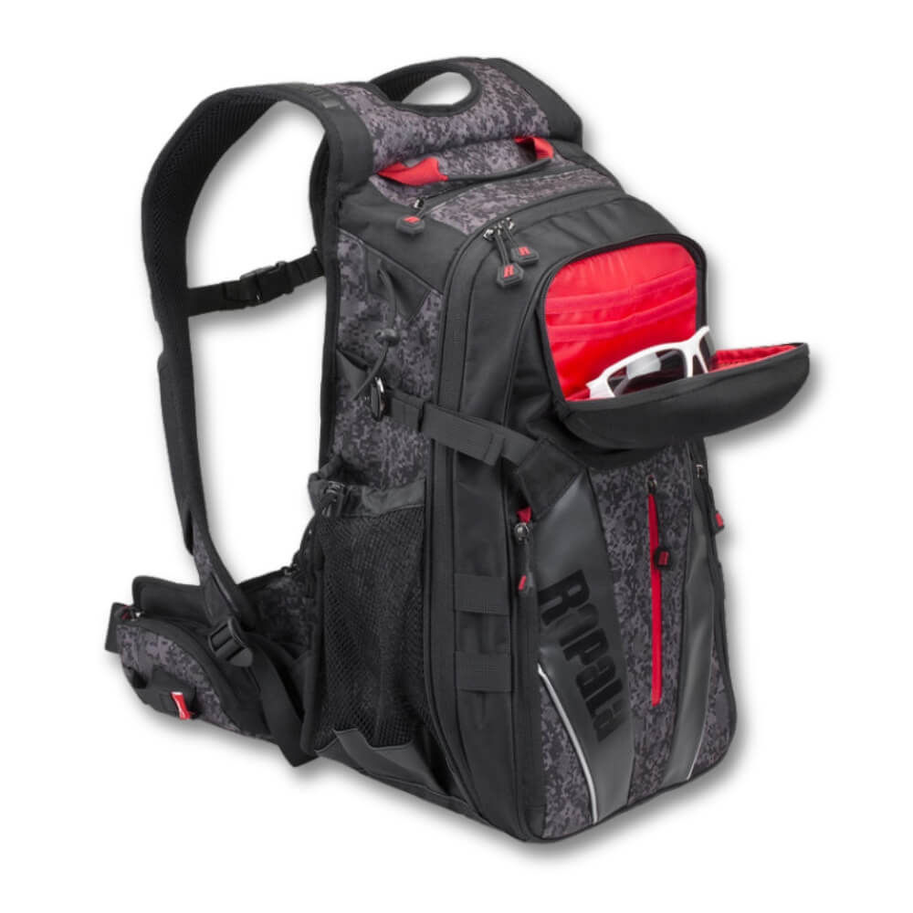 Rapala Urban Backpack / Angler-Rucksack Front mit geöffneter Tasche