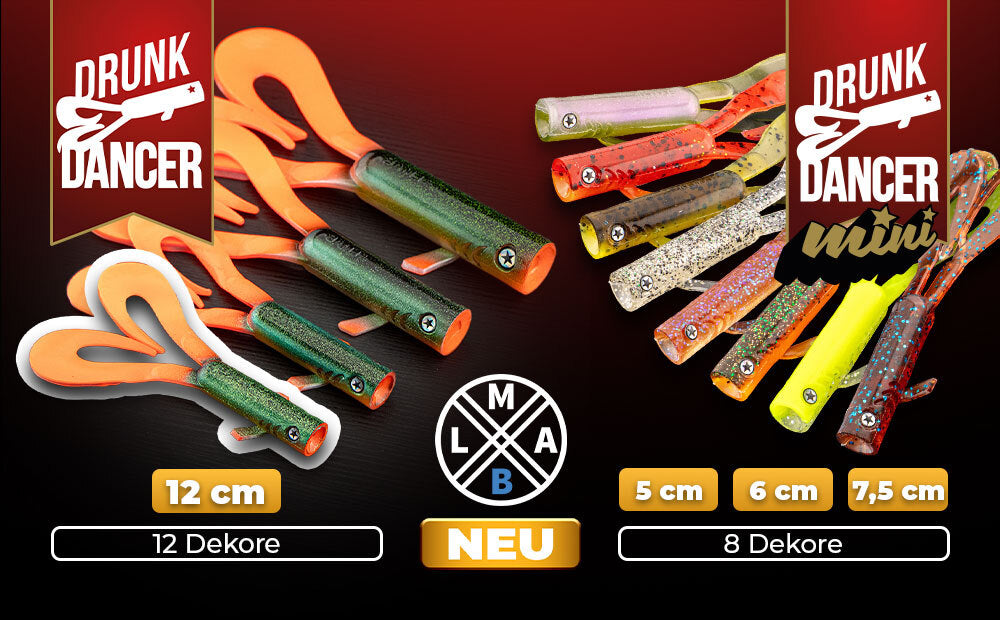 Der LMAB Erfolgsköder nun auch als Drunk Dancer Mini und Drunk Dancer in 12 cm.