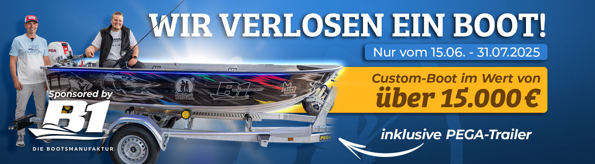 Wir verlosen mit B1 Bootscenter ein Custom-Boot inklusive PEGA-Trailer im Wert von über 15.000€.