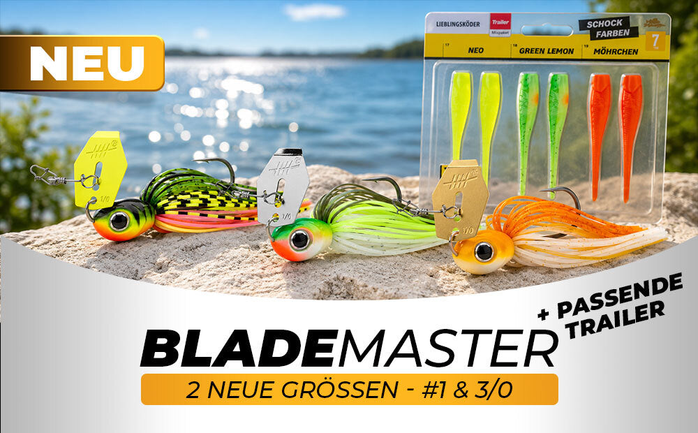 Lieblinköder Blademaster in #1 & 3/0 mit passenden Trailern.