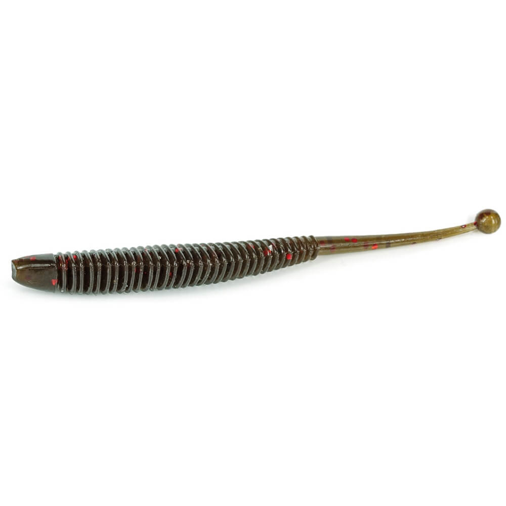 Molix Sator Worm 4" (10 cm) Green Pumpkin Red Flake
