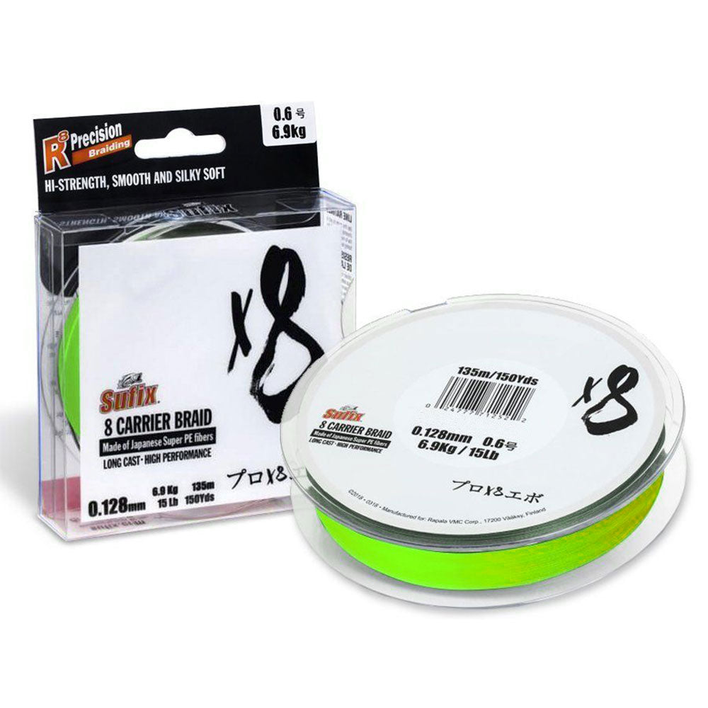 Sufix x8 Carrier Braid Neon Chartreuse 7,50 kg 0,148 mm