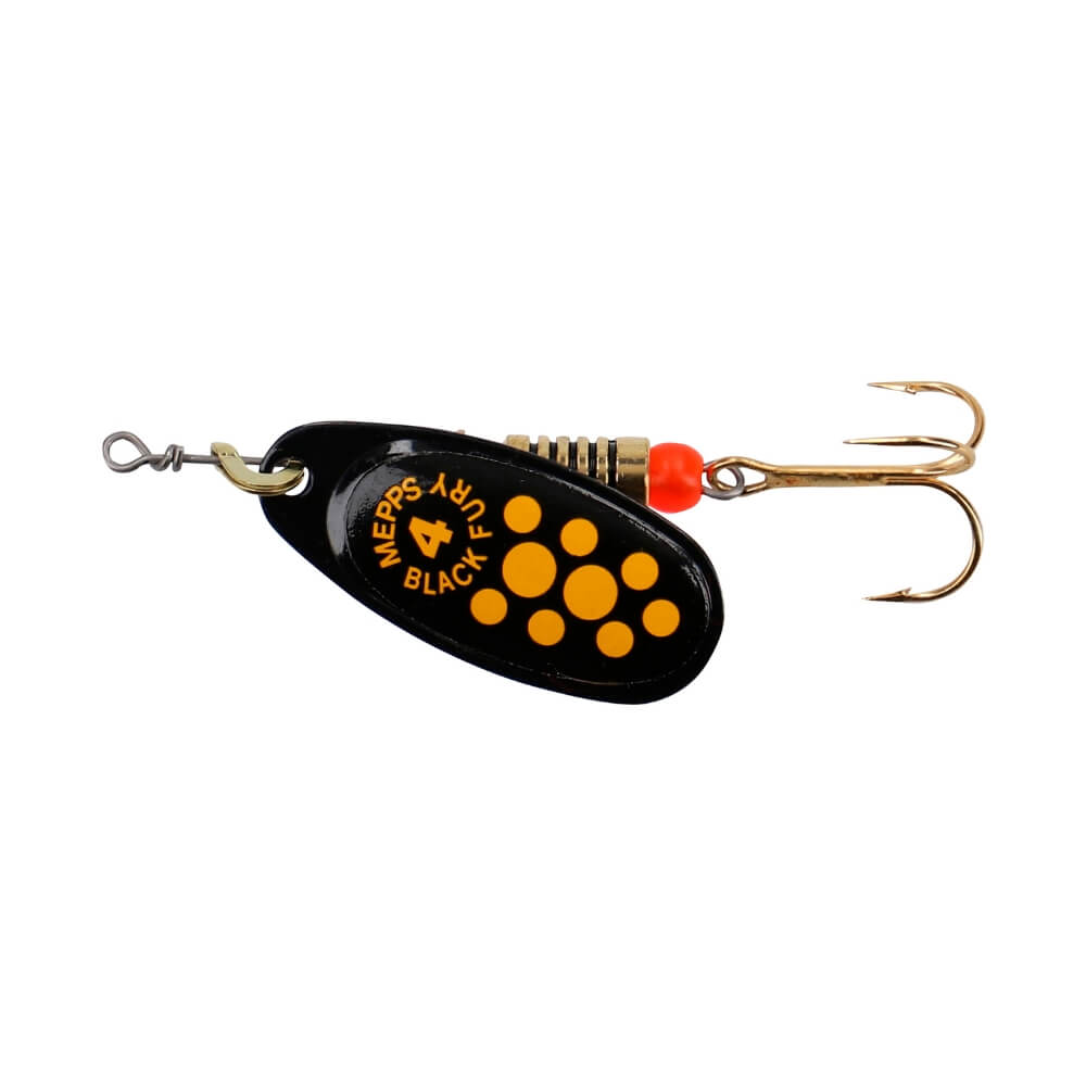 Daiwa Mepps Black Fury Orange Dots